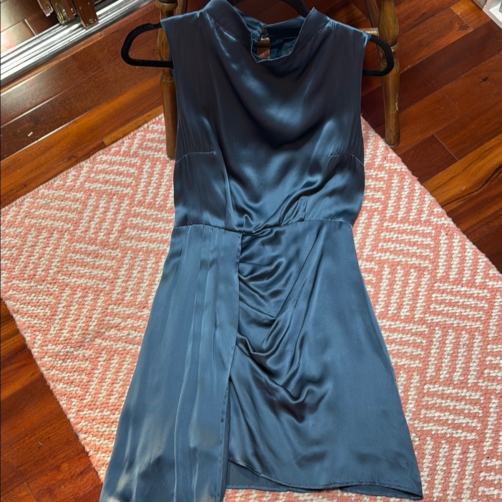 Elegant Blue Satin Dress